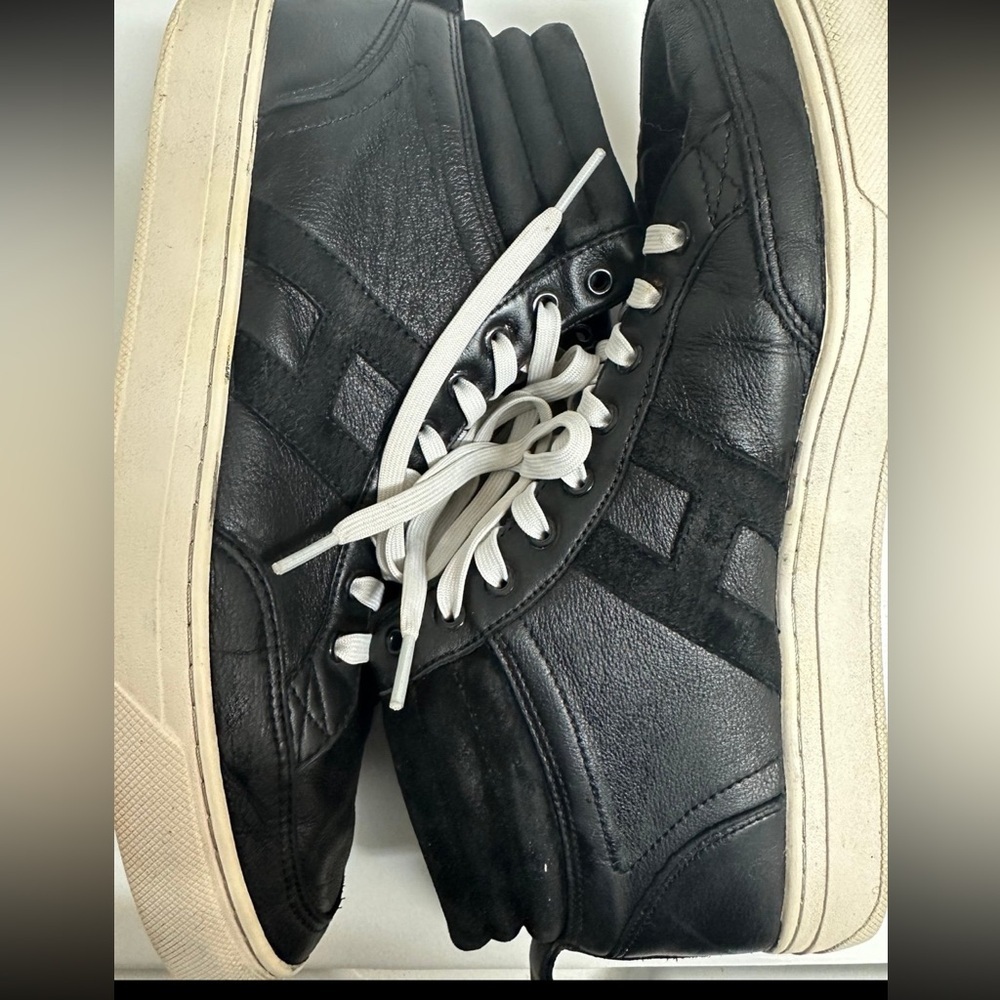 Huf skateboard shoes mens size 10.5 hightop black white Leather